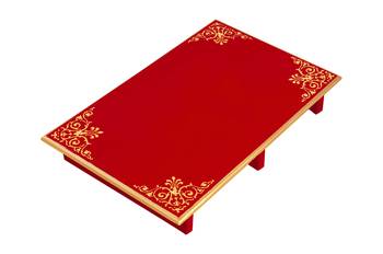 red Home Wooden Patala Pooja Chowki End Table navratri Puja Footstool Diwali decorations Gifts 24 x 15 x 4 Inch 2