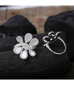 smart look  silverdesigner flower pattern delicate  ring