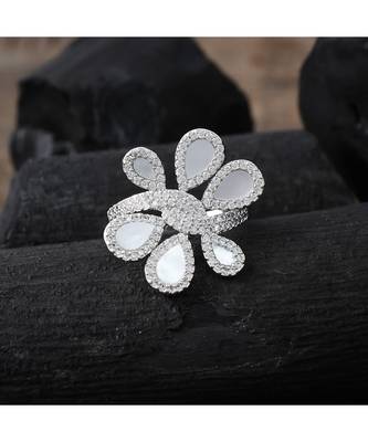 smart look  silverdesigner flower pattern delicate  ring 2
