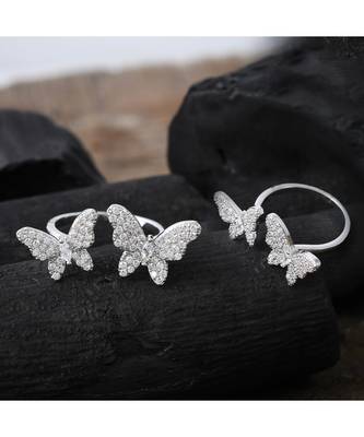 beautiful silver butterfly design classy delicate cute ring 1