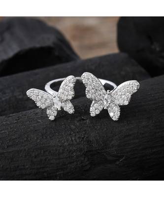 beautiful silver butterfly design classy delicate cute ring 2