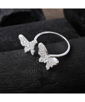 beautiful silver butterfly design classy delicate cute ring 3
