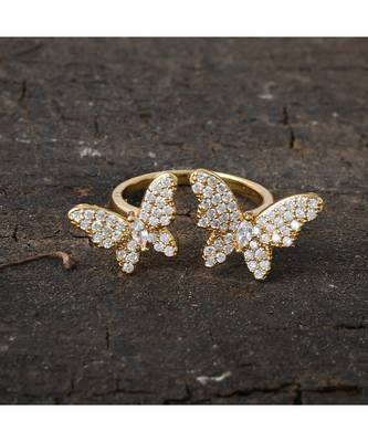 beautiful golden  butterfly design classy delicate cute ring 2