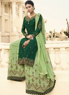 Green and Gold Embroidered Palazzo Suit 2