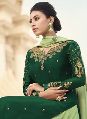 Green and Gold Embroidered Palazzo Suit 3