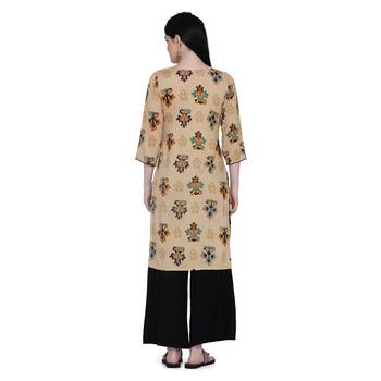 Beige printed rayon ethnic-kurtis 2