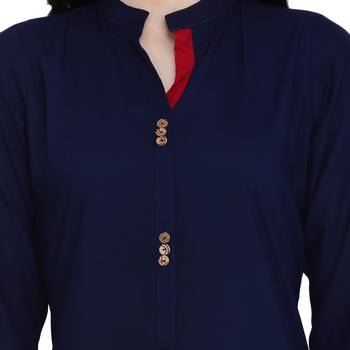 Navy-blue plain rayon ethnic-kurtis 4