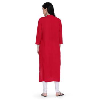 Red plain rayon ethnic-kurtis 2