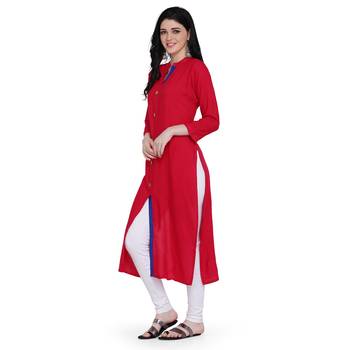 Red plain rayon ethnic-kurtis 3