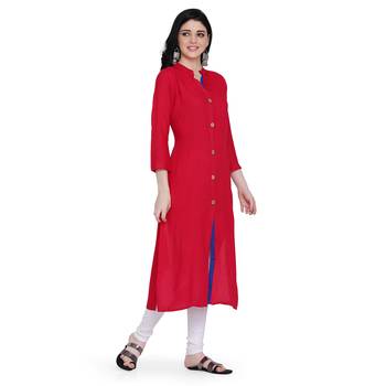 Red plain rayon ethnic-kurtis 4