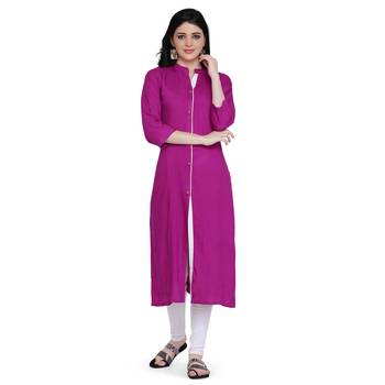 Pink plain rayon ethnic-kurtis 1