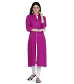 Pink plain rayon ethnic-kurtis