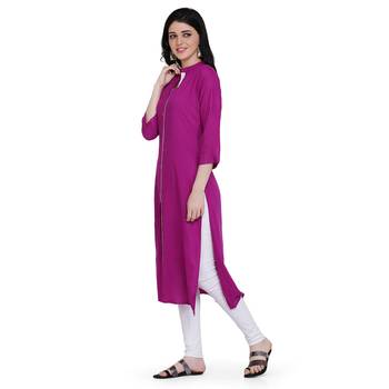 Pink plain rayon ethnic-kurtis 2