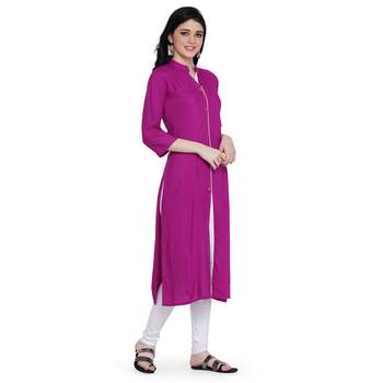 Pink plain rayon ethnic-kurtis 3