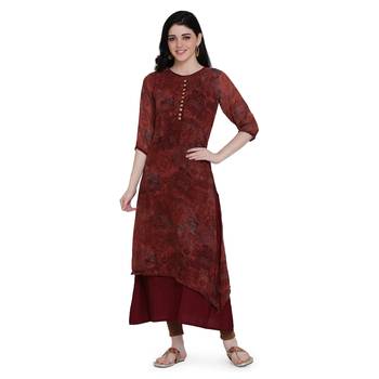 Red printed georgette ethnic-kurtis 1