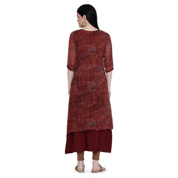 Red printed georgette ethnic-kurtis 2