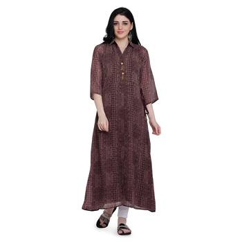 Purple printed georgette ethnic-kurtis 1