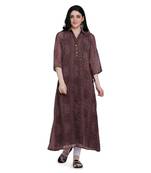 Purple printed georgette ethnic-kurtis