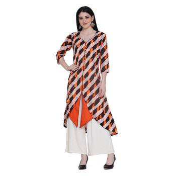 Orange printed cotton ethnic-kurtis 1