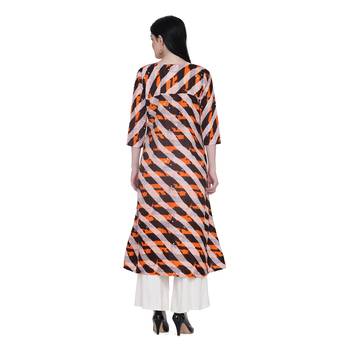 Orange printed cotton ethnic-kurtis 2