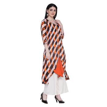 Orange printed cotton ethnic-kurtis 3