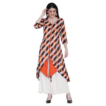 Orange printed cotton ethnic-kurtis 4