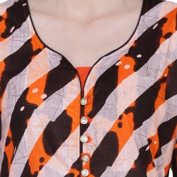 Orange printed cotton ethnic-kurtis 5