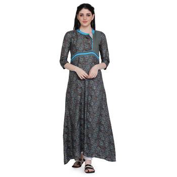 Grey printed cotton ethnic-kurtis 1