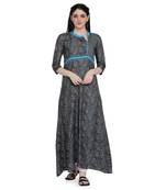 Grey printed cotton ethnic-kurtis