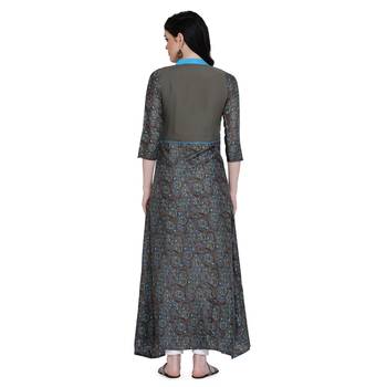 Grey printed cotton ethnic-kurtis 2
