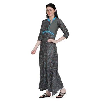 Grey printed cotton ethnic-kurtis 3