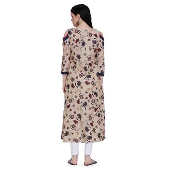Beige printed cotton ethnic-kurtis 2