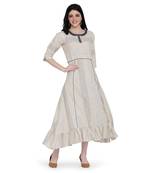 Beige printed cotton ethnic-kurtis