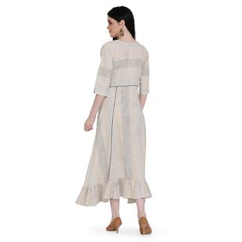 Beige printed cotton ethnic-kurtis 2