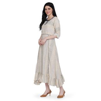 Beige printed cotton ethnic-kurtis 3