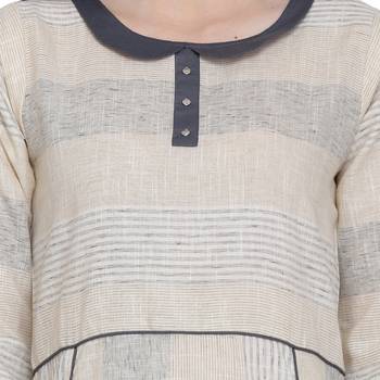 Beige printed cotton ethnic-kurtis 4