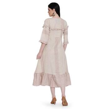 Beige printed cotton ethnic-kurtis 2