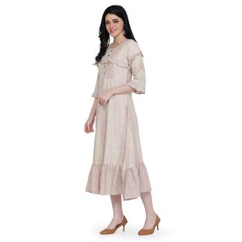 Beige printed cotton ethnic-kurtis 3