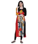 Red printed cotton ethnic-kurtis