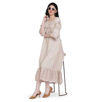 Beige printed cotton ethnic-kurtis 4