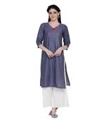 Blue printed cotton ethnic-kurtis