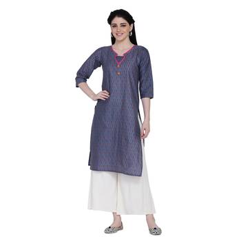 Blue printed cotton ethnic-kurtis 4