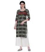 Green printed cotton ethnic-kurtis