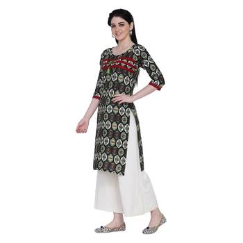 Green printed cotton ethnic-kurtis 3
