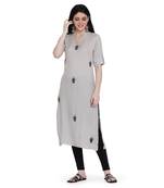 Grey printed rayon ethnic-kurtis