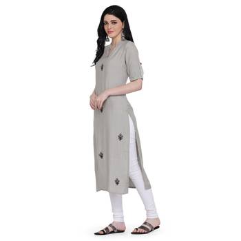 Beige printed rayon ethnic-kurtis 3