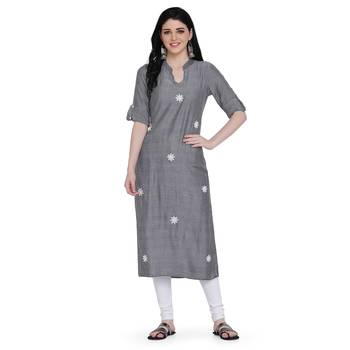 Grey printed rayon ethnic-kurtis 1