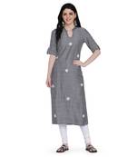 Grey printed rayon ethnic-kurtis