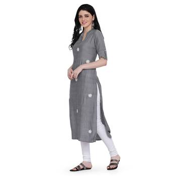 Grey printed rayon ethnic-kurtis 3