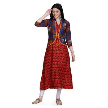Red printed cotton ethnic-kurtis 1
